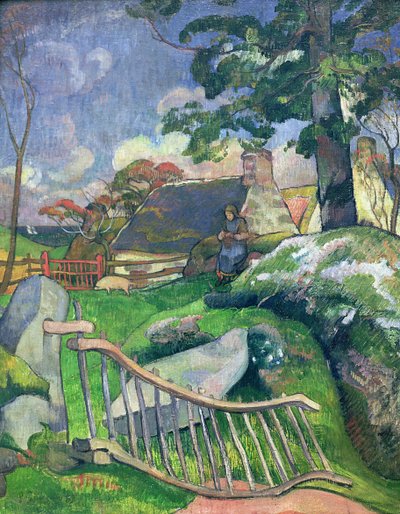 Das hölzerne Tor oder Der Schweinehirt, 1889 von Paul Gauguin